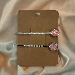 NEW Pink Druzies Design Bobby-pin Set